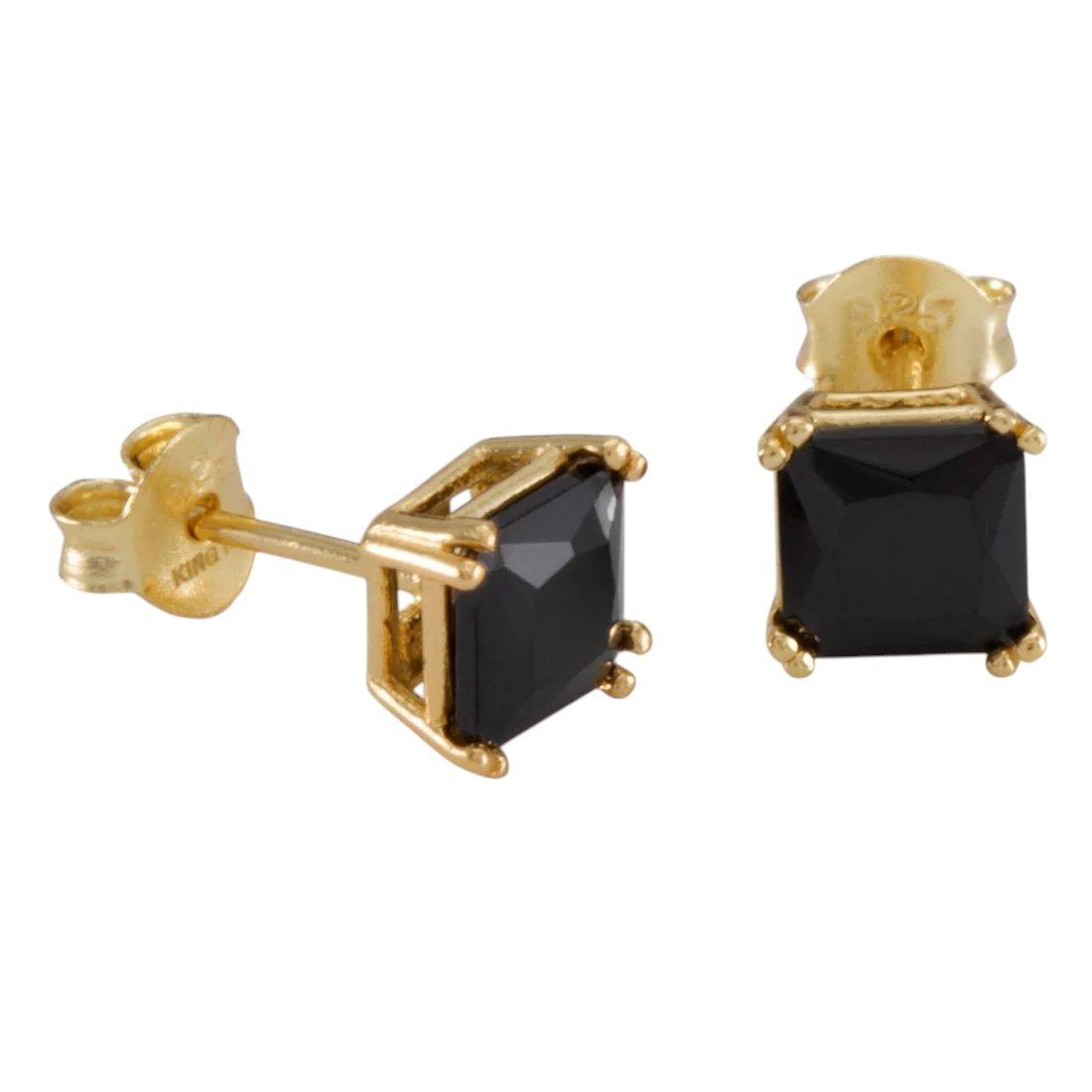 King Ice Onyx Princess-Cut Stud Earrings - Gold - GOLD